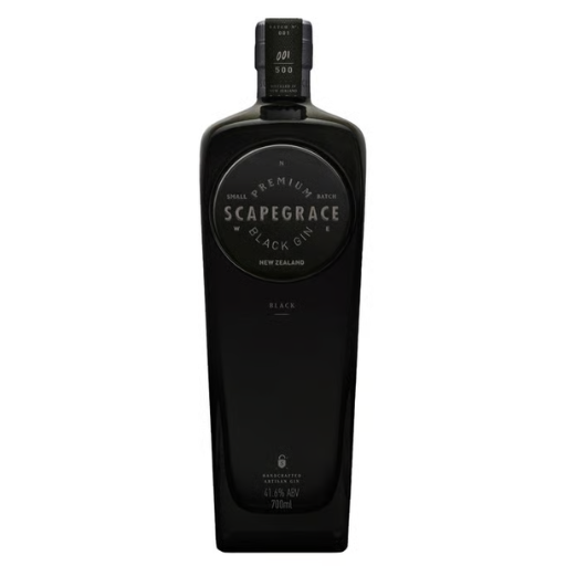Scapegrace Black Gin bottle showcasing its distinctive dark black color – premium New Zealand gin at Sports Arena Liquor

